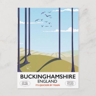 Postal cartel de viaje en tren por Buckinghamshire Inglat