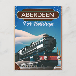 Postal Cartel de viaje en tren vintage de Aberdeen Escoci