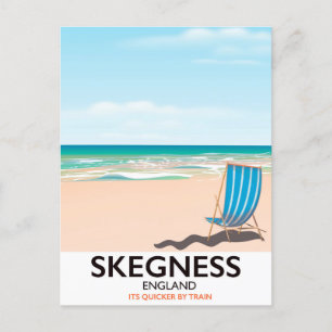 Postal cartel de viaje en tren vintage de skegness.