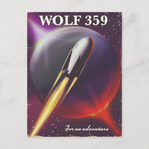 Postal Cartel de viaje espacial "Wolf 359 para una aventu