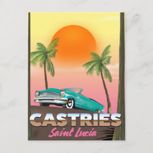 Postal Cartel de viaje exótico tropical de Castries Santa