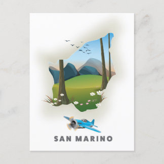Postal Cartel de viaje ilustrado de San Marino.