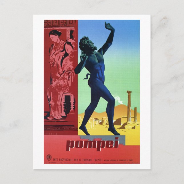 Postal Cartel de viaje italiano de Pompeya (Anverso)