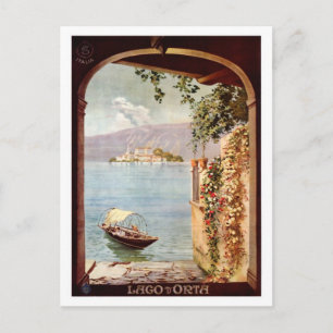 Postal Cartel de viaje italiano Lago d'Orta de los años 2