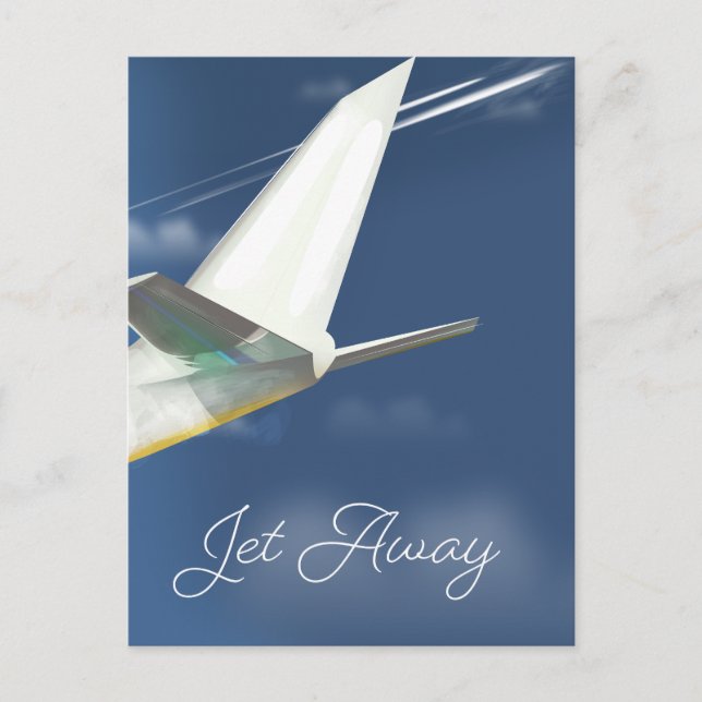 Postal Cartel de viaje Jet Away. (Anverso)