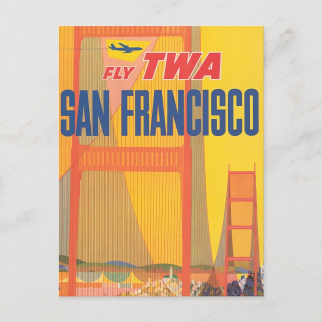 Postal Cartel de viaje para volar TWA a San Francisco (Anverso)