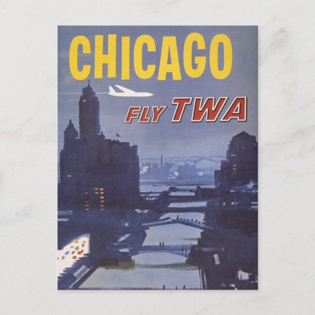 Postal Cartel de viaje para vuelos de Trans World Airline (Anverso)