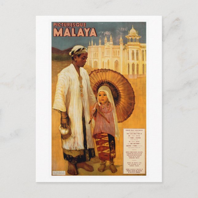 Postal Cartel de viaje pintoresco de Malaya (Anverso)