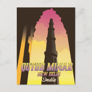 Postal Cartel de viaje Qutub Minar Nueva Delhi India