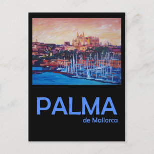Postal Cartel de viaje retro de Palma de Mallorca