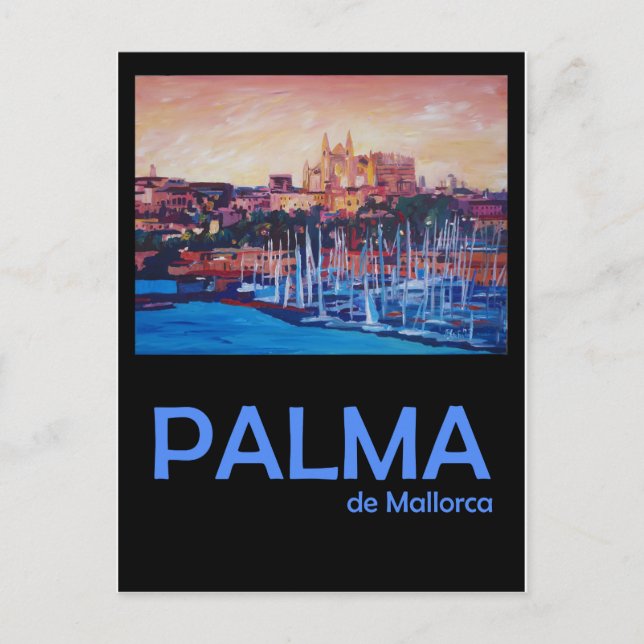 Postal Cartel de viaje retro de Palma de Mallorca (Anverso)