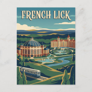 Postal Cartel de viaje retro vintage de French Lick India