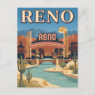 Postal Cartel de viaje retro vintage del Arco de Reno Nev