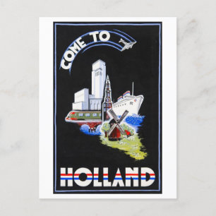 Postal Cartel de viaje "Ven a Holanda"