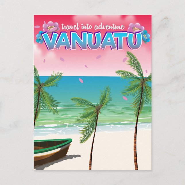 Postal Cartel de viaje "Viaje en aventura" de Vanuatu. (Anverso)