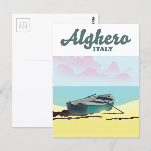 Postal Cartel de viaje vintage de Alghero Italia
