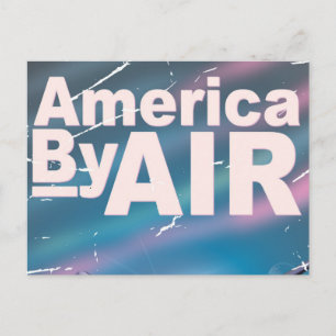 Postal Cartel de viaje vintage de América por aire