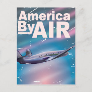 Postal Cartel de viaje vintage de América por aire