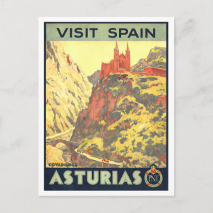 Postal Cartel de viaje vintage de Asturias, España