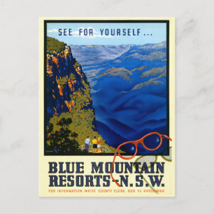 Postal Cartel de viaje vintage de Australia restaurado