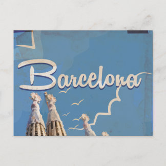 Postal Cartel de viaje vintage de Barcelona