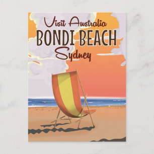 Postal Cartel de viaje vintage de Bondi Beach
