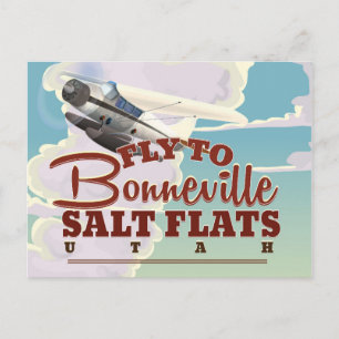 Postal Cartel de viaje vintage de Bonneville Salt Flat Ut