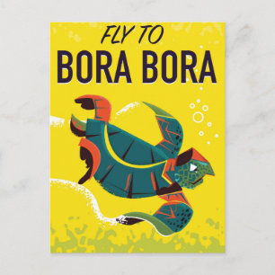 Postal Cartel de viaje vintage de Bora Bora