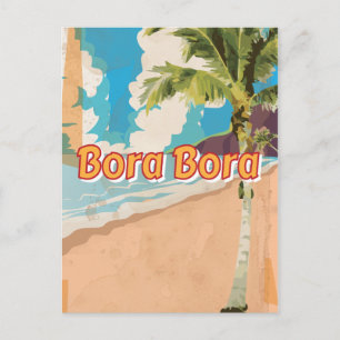 Postal Cartel de viaje vintage de Bora Bora