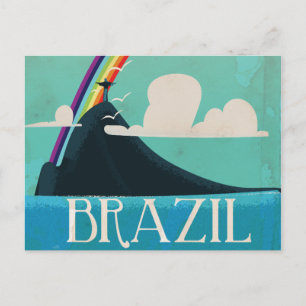 Postal cartel de viaje vintage de brasil cristo redentor