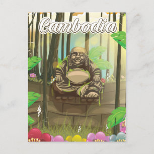 Postal Cartel de viaje vintage de Buda de Camboya