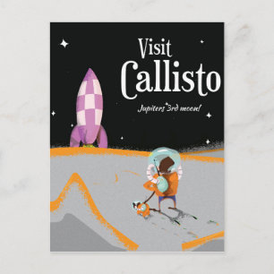 Postal Cartel de viaje vintage de Calisto (luna de Júpite