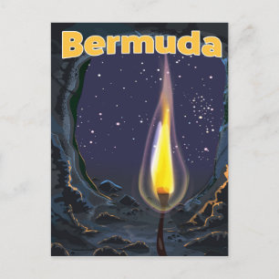 Postal Cartel de viaje vintage de cueva de Bermudas