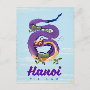 Postal Cartel de viaje vintage de dragón de Hanoi Vietnam