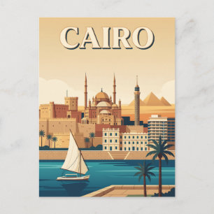 Postal Cartel de viaje vintage de El Cairo Egipto