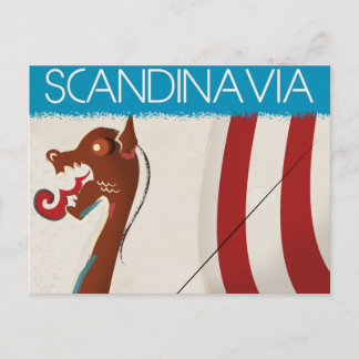 Postal cartel de viaje vintage de Escandinavia