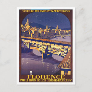 Postal Cartel de viaje vintage de Florencia, Italia