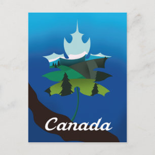 Postal Cartel de viaje vintage de hoja de arce de Canadá