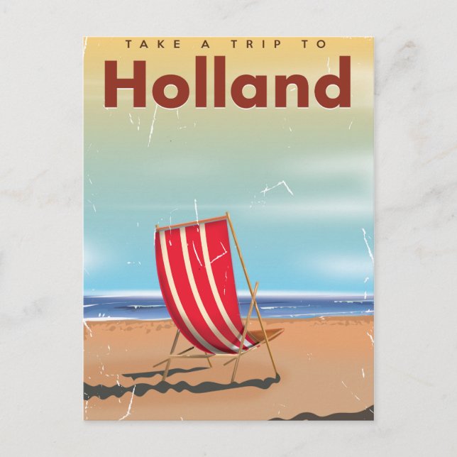 Postal Cartel de viaje vintage de Holanda (Anverso)