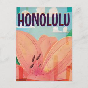 Postal cartel de viaje vintage de honolulu