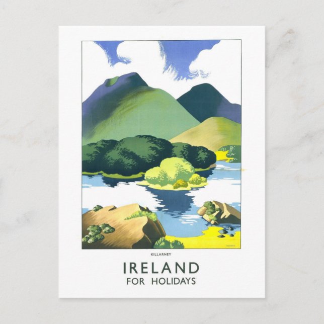 Postal Cartel de viaje vintage de Irlanda (Anverso)