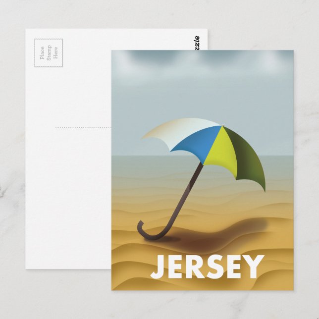 Postal Cartel de viaje vintage de Jersey. (Anverso / Reverso)