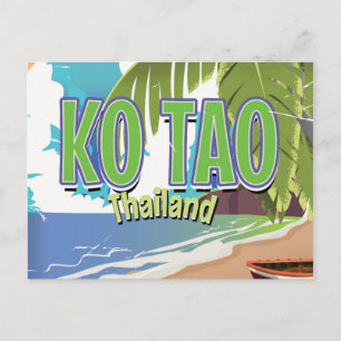 Postal Cartel de viaje vintage de Ko Tao Tailandia