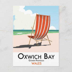 Postal Cartel de viaje vintage de la bahía de Oxwich pení