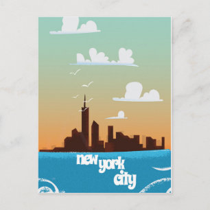 Postal cartel de viaje vintage de la ciudad de Nueva York