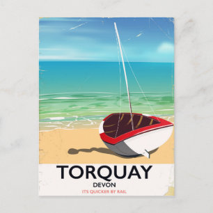 Postal Cartel de viaje vintage de la costa de Torquay Dev