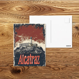 Postal Cartel de viaje vintage de la isla de Alcatraz