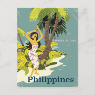 Postal Cartel de viaje vintage de la isla de Filipinas