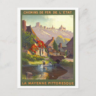 Postal Cartel de viaje vintage de La Mayenne (Francia)