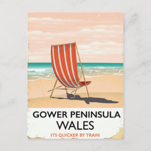 Postal Cartel de viaje vintage de la península de Gower G